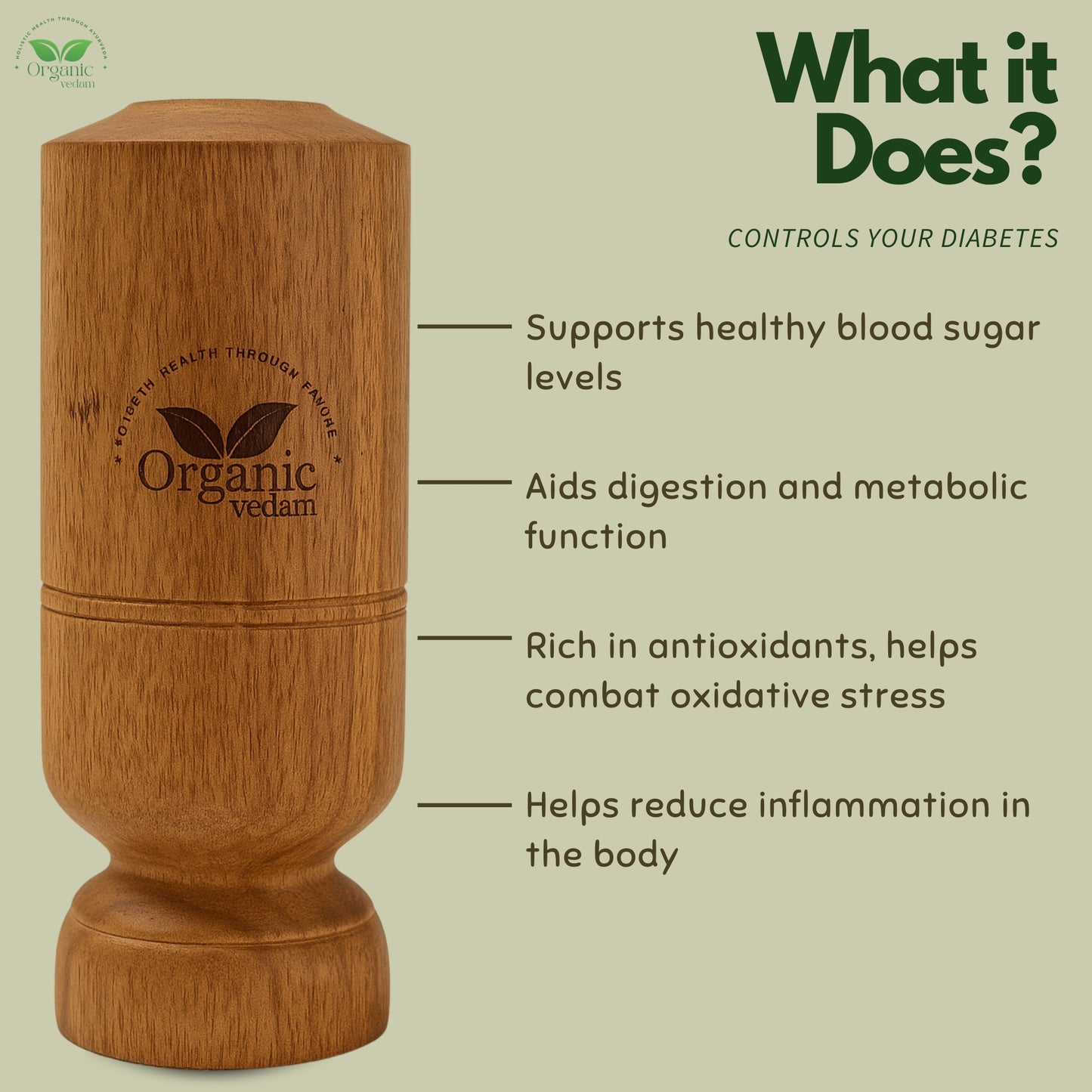Vijaysar Herbal Wood Tumbler - Helps in Controlling Diabetes
