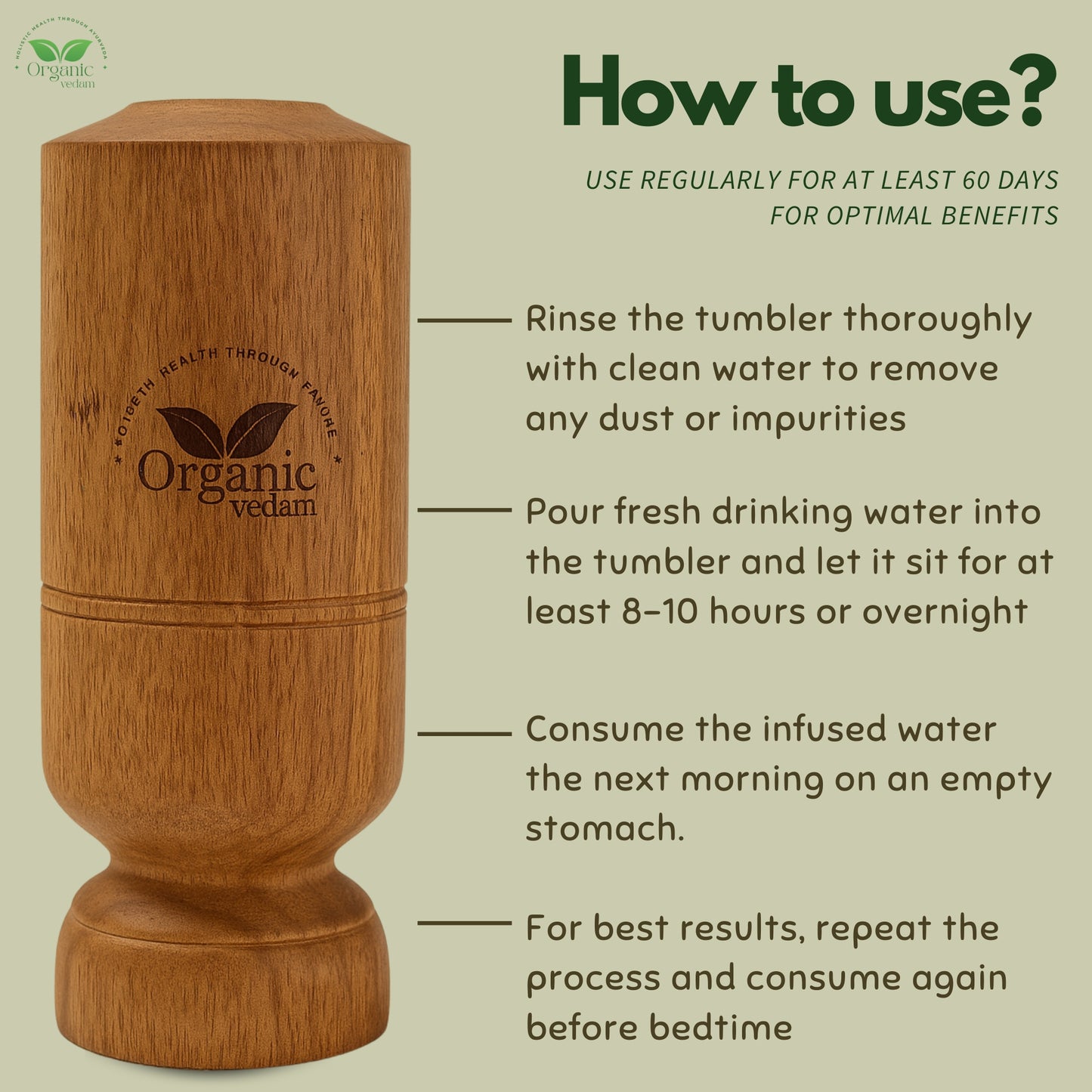 Vijaysar Herbal Wood Tumbler - Helps in Controlling Diabetes