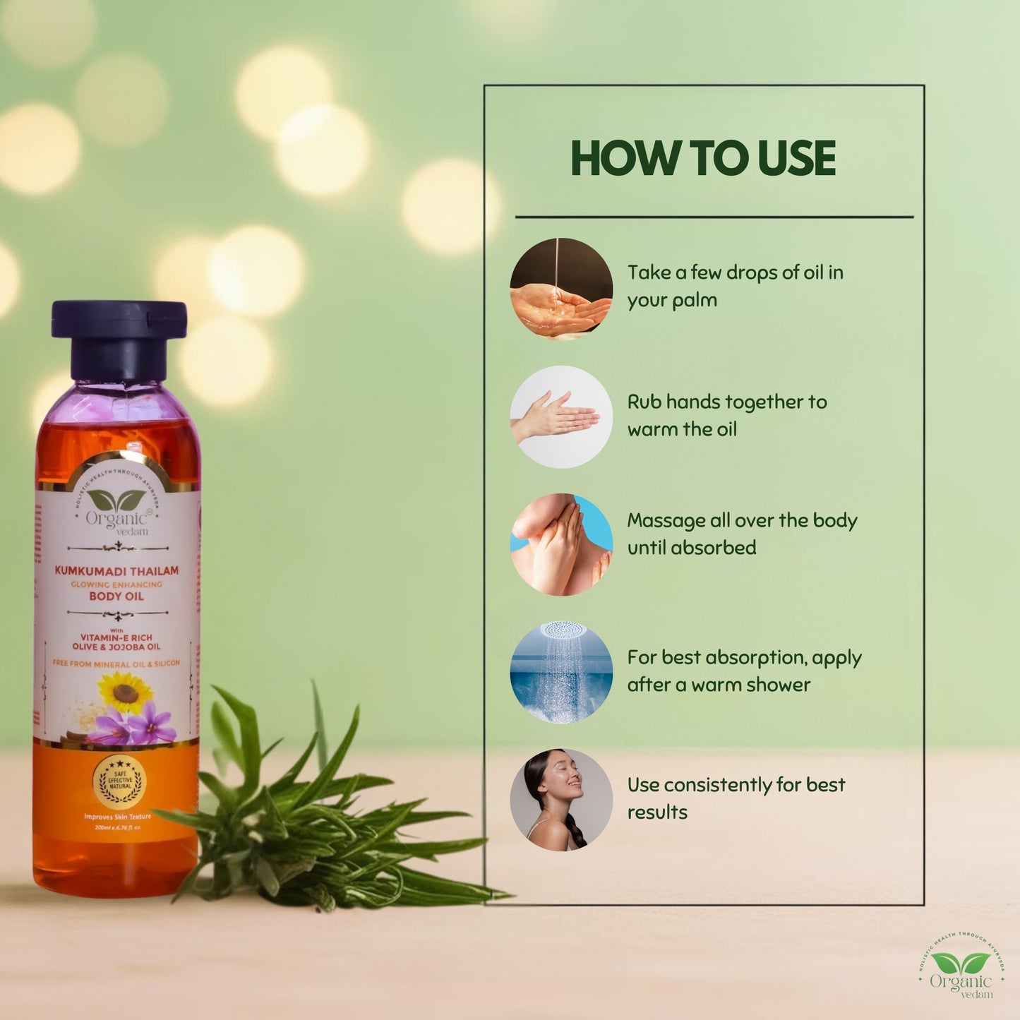 Kumkumadi Thailam Glowing Enhancing Body Oil + [FREE] Tejas Glow Enhancing Kumkumadi Soap
